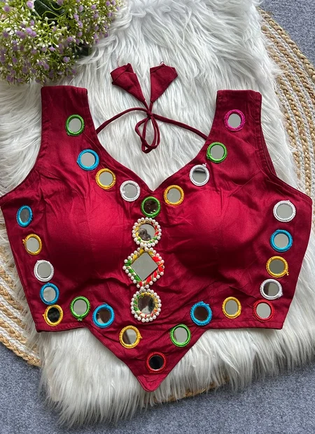 Navratri 019 Pure Rayon Cotton With Heavy Mirror Work Blouse
